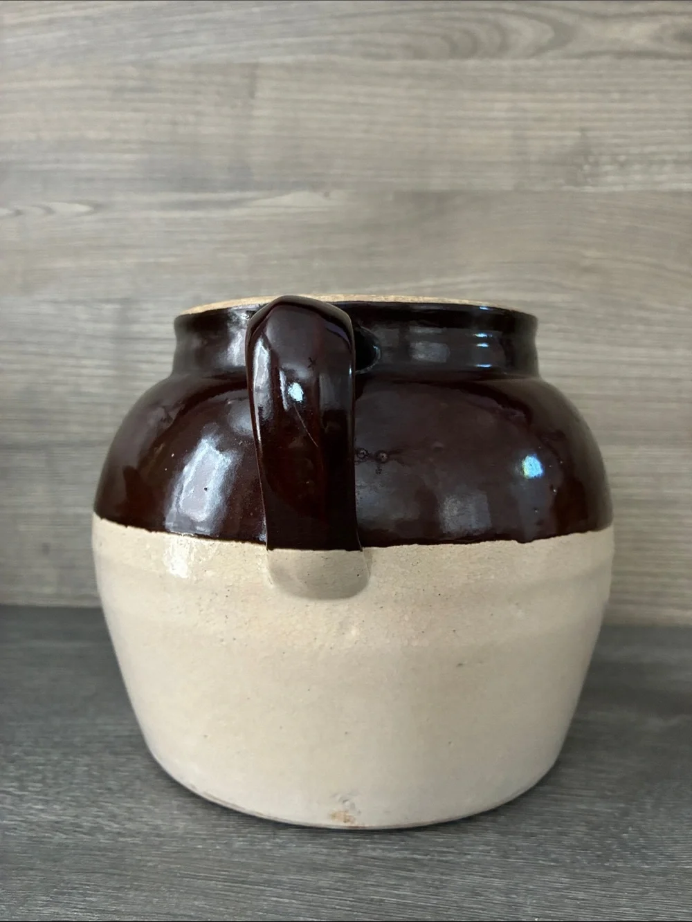 Robinson Ransbottom 2 Quart Bean Pot Crock Stoneware Blue Crown NO LID Vintage